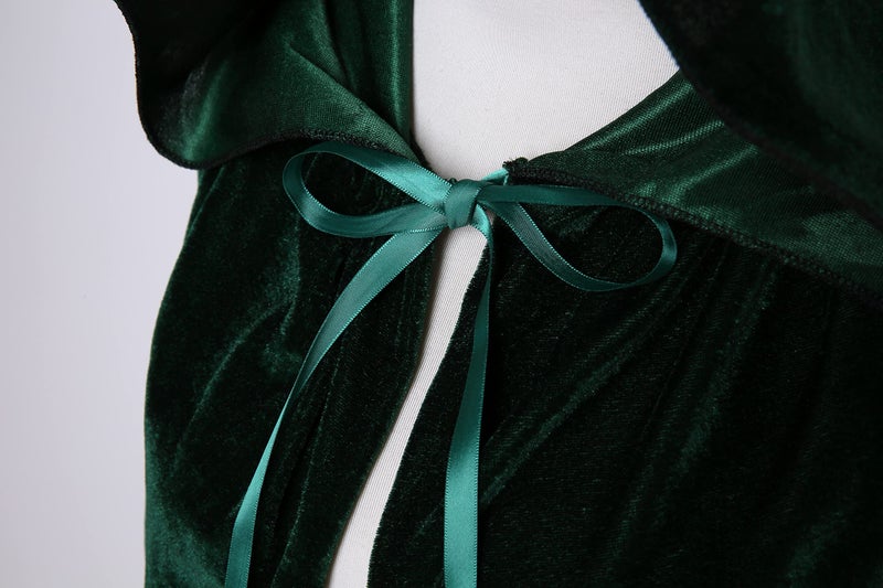VGLOOK Unisex Adults Hooded Cloak Velvet Cape for Halloween Cosplay Costumes 59 inch Green - Image 5
